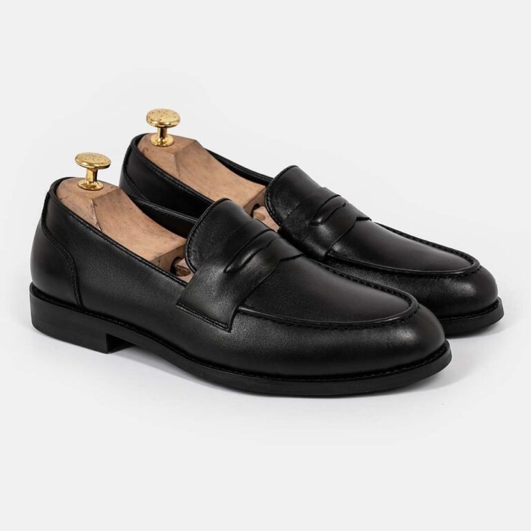 PERRY | Black Calf Leather Penny Loafers | Manolo Blahnik