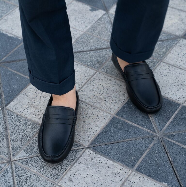 Moccasins - Đen - Da Bò Trơn- Đế Dương