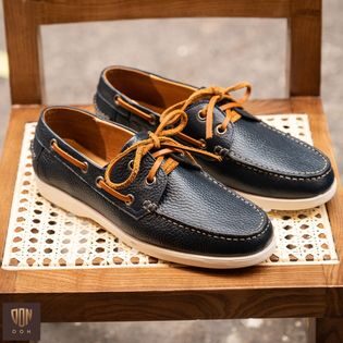 Sanova Boat Shoes - Xanh Navy - Da Hạt
